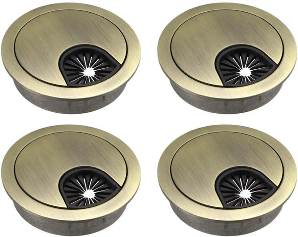 uxcell 4Pcs Zinc Alloy Desk Cable Hole Cover, 2Inch/50mm Grommets for Office PC Desk Cable Organizer (Bronze Tone)