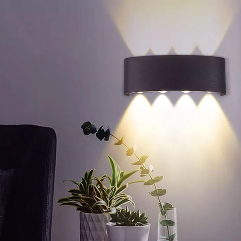 Nachukan 8W 4000K, IP65 8 Modern LED Wall Lights, Up and Down Sconces - Waterproof, Black Frame with Lamp Beads