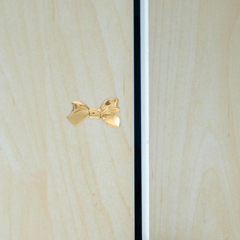 (45x25x24mm) Ciieeo Gold Bow Cabinet Handle and Drawer Pulls, Brass Bow Shaped Dresser Knobs for Wardrobe, Cupboard
