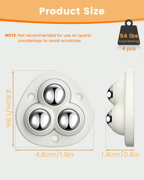 Self Adhesive Caster Wheels - 360° Swivel Universal Wheel, Mini Roller Ball Transfer Bearing (8 PCS)