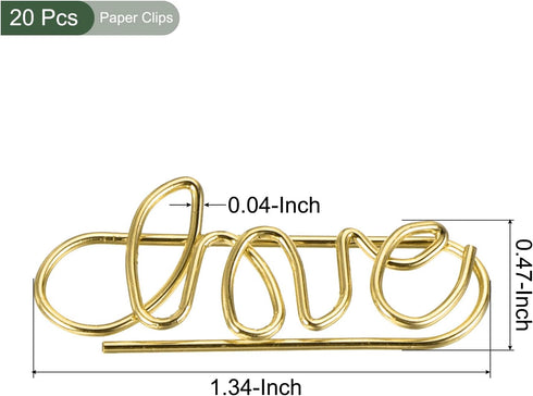 YOKIVE 20 Pcs Paper Clips, Love Shape | Keep Desk Neat, Great for Art, Home, Daily Use (Gold, 1.34-Inch)