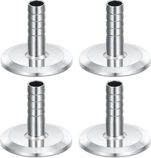 4 Pcs 1.5" Tri Clamp to 0.5" Hose Barbed Adapter 304 Stainless Steel Sanitary Hose Barb Pipe Fitting for Plumbing