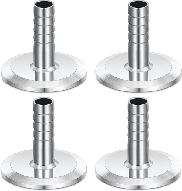 4 Pcs 1.5" Tri Clamp to 0.5" Hose Barbed Adapter 304 Stainless Steel Sanitary Hose Barb Pipe Fitting for Plumbing