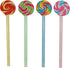 Maydahui 20PCS Rainbow Swirl Lollipops Shaped Rollerball Pens Black Gel Ink for School Office Home