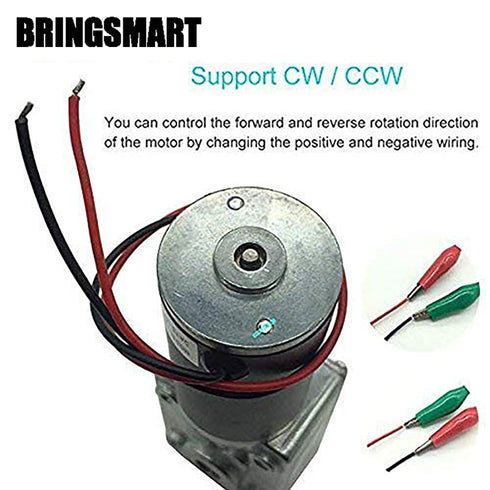 BRINGSMART 24V 40rpm DC Worm Gear Motor, 40kg.cm Self-Locking Reversed Mini Turbine Geared Motor for DIY Robot Rotating