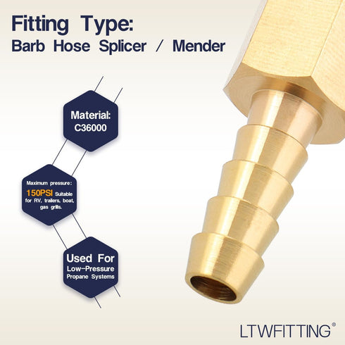 LTWFITTING Brass Coupler Fitting - 1/4-Inch Hose Barb x 1/8-Inch Female NPT Fuel Water (Pack of 5)