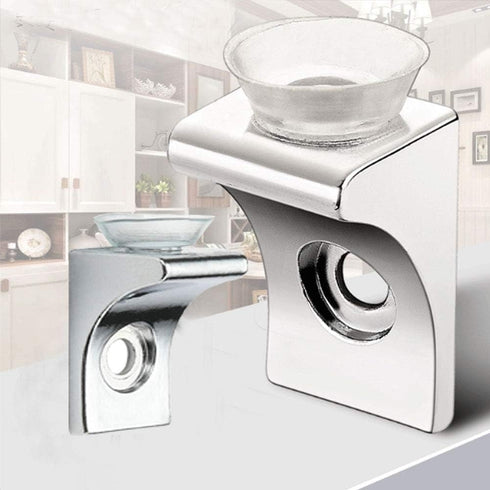 Tiberham 12 Glass Shelf Bracket, Pcs Zinc Alloy Polished Chrome Right Angle Shelf Support Fixing Clip with Suction Cup