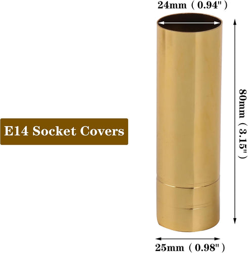 8cm 2.5cm E14 Pack 6 BQLZR Height Dia Bright Gold Double Line Chandelier Candle Light Cover Sleeves Socket