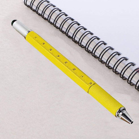 Multi-word 6 in 1 Multi Function Tool Ballpoint Pen - with Ballpoint, Ruler, Screwdriver, Flat Head, Touch-Screen Pen,