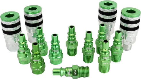 Colorfit by Milton Coupler & Plug Kit (A-Style) with Rubber Bumpers - 14-Piece Quick Connect Hose Fittings