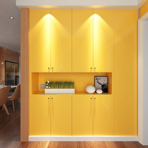 LaCheery Glossy Yellow Contact Paper, 15.8"x80" Waterproof Peel and Stick Wallpaper for Kitchen Cabinets and Furniture