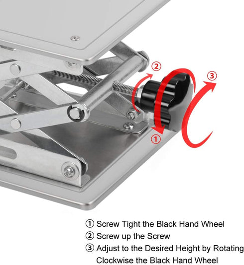 stonylab 8 inch x 8 inch Lab Scissors Jack, 200 x 200 mm Stainless Steel Laboratory Lift Stand Table, 15KG Support
