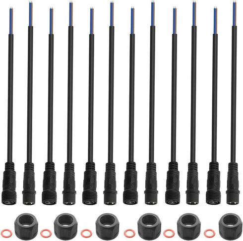 WMYCONGCONG 6 Pairs 2 Pin Electrical Connector - 16AWG IP65 Male Female LED Connector Extension Cable for Car Truck Boat