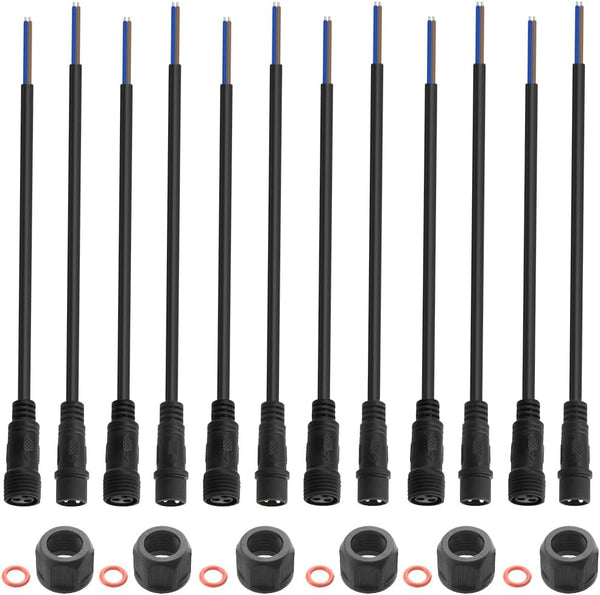 WMYCONGCONG 6 Pairs 2 Pin Electrical Connector - 16AWG IP65 Male Female LED Connector Extension Cable for Car Truck Boat