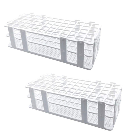 Plastic Test Tube Rack 2 Pack, 60 Holes Lab Holder for 17mm and Below Test Tubes, Detachable