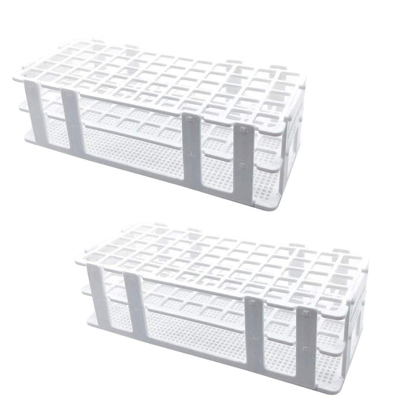 Plastic Test Tube Rack 2 Pack, 60 Holes Lab Holder for 17mm and Below Test Tubes, Detachable