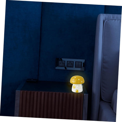 Bulb ERINGOGO Mushroom Table Lamp Small Ceramic Nightstand Light Warm for Bedroom Portable Touch Sensor Desk Lamp