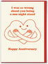 Brainbox Candy - Funny Anniversary Card - 'One Night Stand' - Cute Cards For