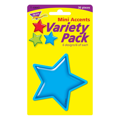 Trend Gumdrop Stars Mini Accents Variety Pack, 36 Count, 3 Inches, Classroom Bulletin Board Cut Outs