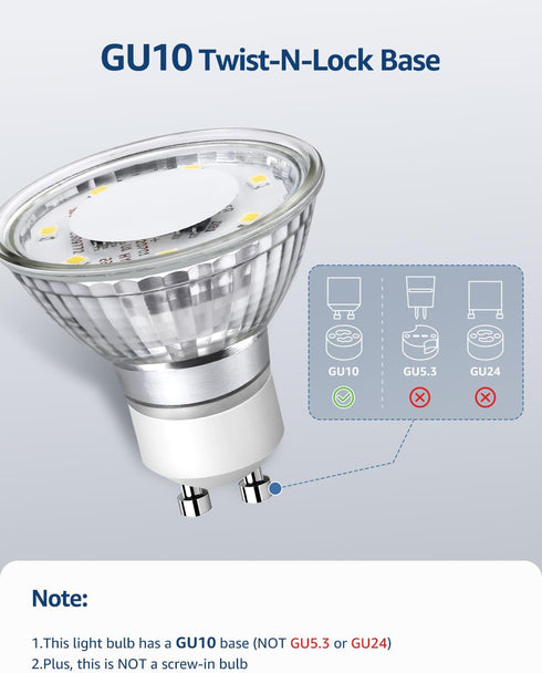 Non-Dimmable GU10 Bulbs, 2700K GU10 Bulb 4W Bulbs 100Flood 3 Pack Lepro LED Light Soft Warm Light Replacement