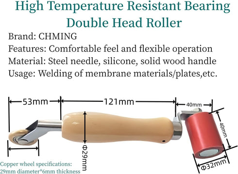 Combo Seam Rollers - 45mm Silicone Seam Roller with 6mm Brass Detail Penny Roller for Roofing