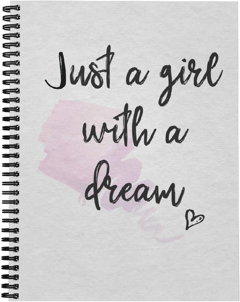 Softcover Girl With A Dream Motivational Spiral Notebook, 8.5" x 11", 120 Wide Ruled Pages, Durable Cover