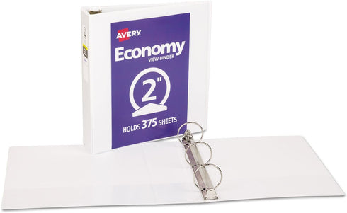 Avery 05731 Economy Round Ring View Binder, 2-Inch Cap, Letter Size, White, 1/EA by AVERY