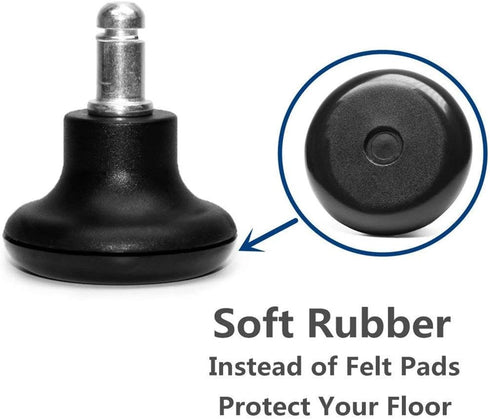 Bell Glides Replacement Office Chair Caster Wheels, Low Profile with Soft Rubber Bottom for Stationary Castors