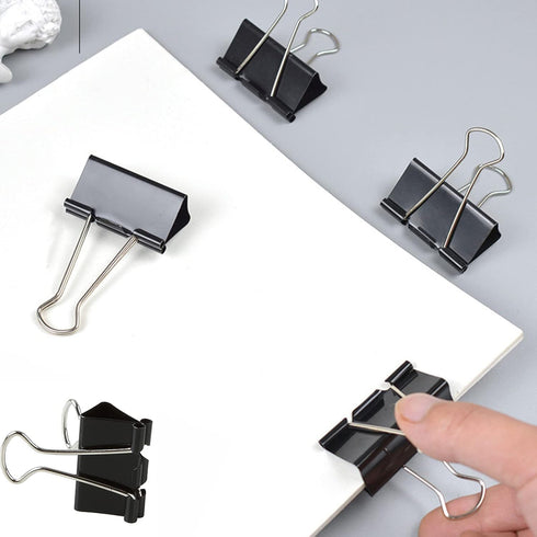 Medium Binder Clips 1.6 Inch (60 Pack), Black Large Paper Clamps for Office and Home Supplies