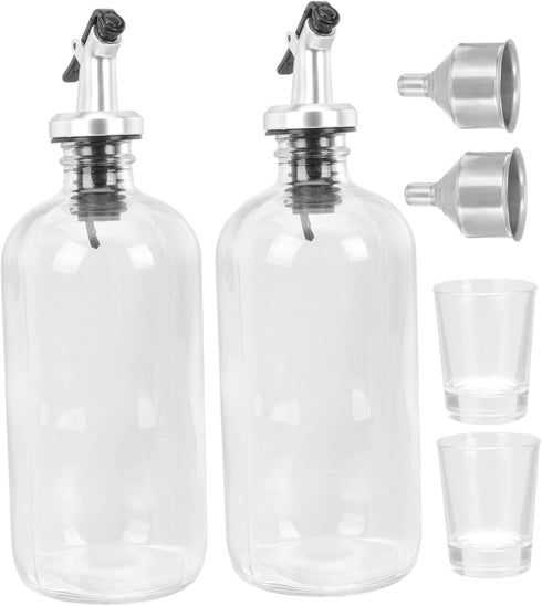 500ml Set 16oz Mouthwash Dispenser Kit with Glass Cup Bathroom Accessories Glass Mouthwash Bottle with Pour Spout