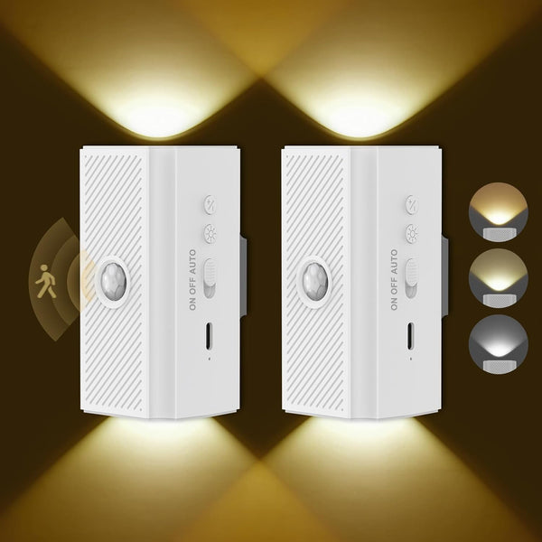 easuntec Rechargeable Motion Sensor Night Light Warm White, Wireless Dimmable, Magnetic Stick-on