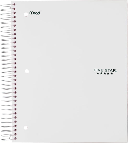 Five Star Spiral Notebooks, 5 Subject, Wide Ruled, 200 Sheets, Assorted Colors, 6 Pack