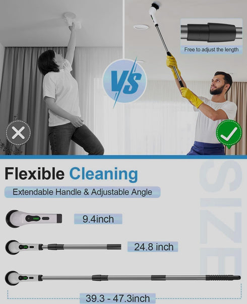 Avonley 7-in-1 25W 7 Electric Spin Scrubber, Powerful Cordless Cleaning Brush with Adjustable Handle & Replaceable