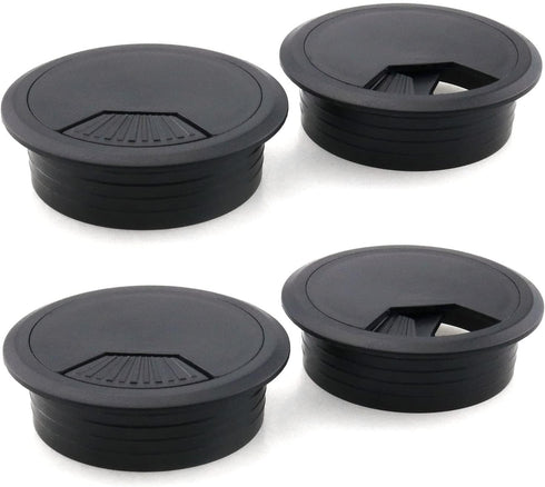 4pcs Black Desk Grommet Cable Cord Organizer, Adjustable 2 Inch Hole Cover for Office PC Desk