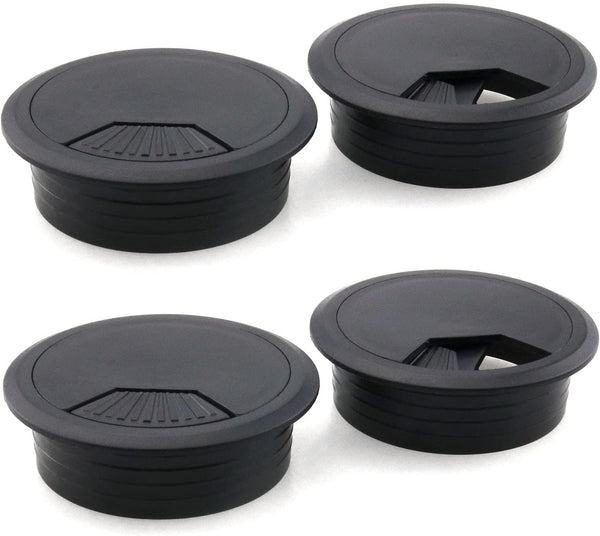 4pcs Black Desk Grommet Cable Cord Organizer, Adjustable 2 Inch Hole Cover for Office PC Desk