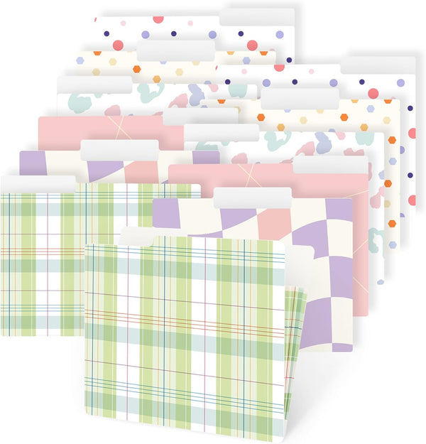 Ospelelf Expandable File Folder, Letter Size Paper Organizer, 8.5 x 11, Cute Polka Dot Geometry, Pretty Colored Folders