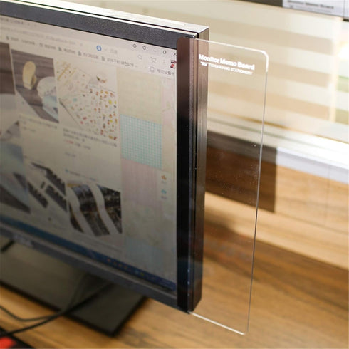MINSA 1 Set Fashion Multifunction Utility Acrylic Transparent Computer Monitors Side Panel/Memo Pads/Message