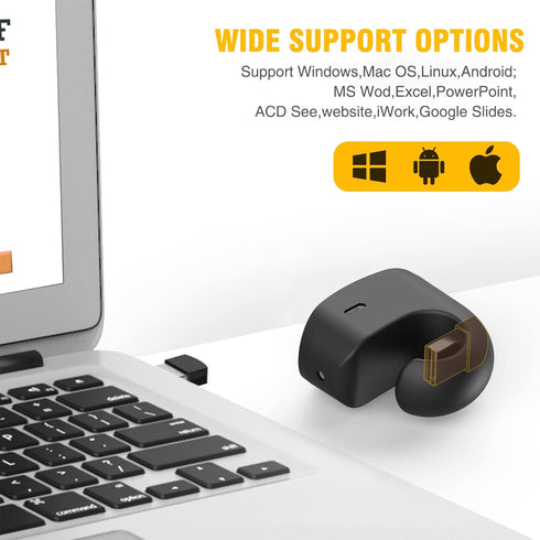DINOSTRIKE 2.4GHz Presentation Clicker USB Rechargeable Powerpoint Clicker, Finger Ring RF Wireless Presenter Remote