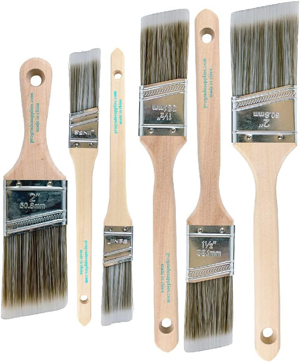Vermeer 6-Pack Paint Brushes, Angle Brushes in Assorted Sizes for All Latex and Oil Paints & Stains, Home Improvement