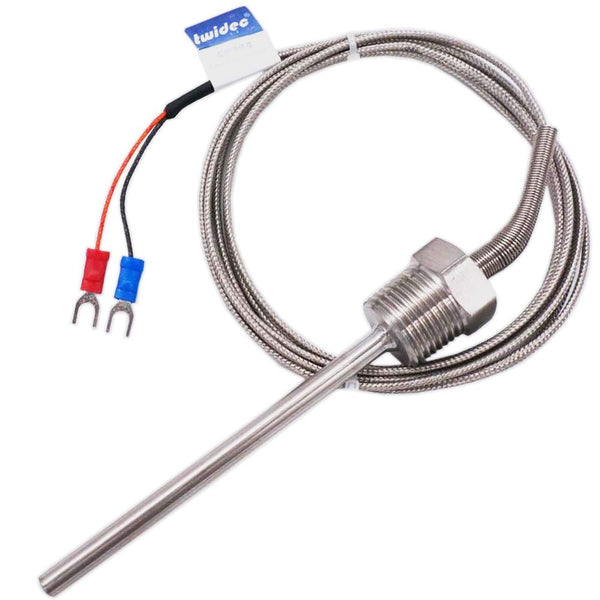 Twidec/2M NPT 1/2" (6X100MM) Pipe Thread Temperature Sensor Probe, Two Wire Temperature Controller (0~600?), 304
