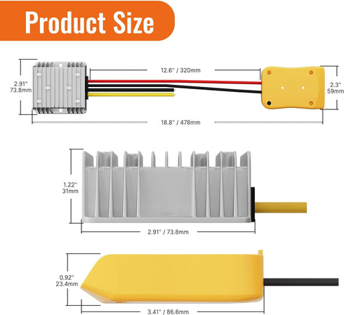 Step Down Converter for Dewalt 20V to 12V Adapter Power Wheel Battery Adapter DC 12V 20A 240W Inverter Automatic Buck Converter DC Voltage Regulator
