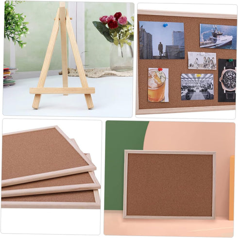 STOBOK Wooden Frame Message Board, Small Cork Board with Easel Display Stand for Home or Office Use