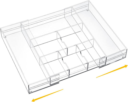 Briwooody 1 Pcs Acrylic Desk Drawer Organizer 9'' up to 18'' x 12''