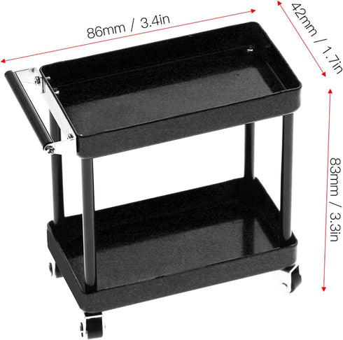 Gernie 2 1/8 1/10 1/12 1/16, 3.4X1.7X3.3inch Mini Rolling Utility Cart, Tier Tools Storage Trolley, Rolling Tool Cart