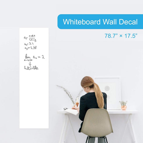 Extra Large Self-Adhesive Whiteboard Decal Sticker, 6.5 FEET Peel and Stick Wallpaper with 4 Dry Erase Markers, 17.7” X