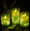 danip Green LED flameless Candle with Embedded Starlight String, 3 LED Candles, 10-Key