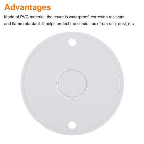 MECCANIXITY PVC Conduit Lid Round Junction Box Cover 4.5mm Hole Dia Waterproof for Conduit Box Pack of 20