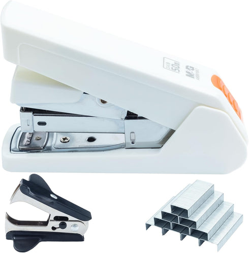 M&G Effortless Desktop Stapler, 50 Sheet Capacity, One Finger Stapling, Includes 1000 Staples, Portable for Office