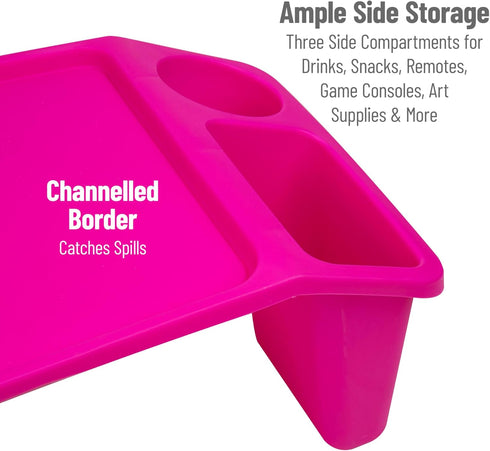 Mind Reader Kids Lap Desk, Pink Activity Tray, Portable Plastic for Classroom, Drawing, 22.25" L x 10.75" W x 8.5" H