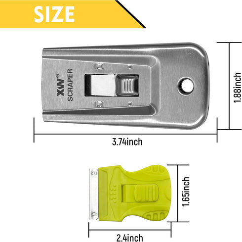 7-Pack Set, 4 3 22 XW Razor Scraper PCS All-Metal Razor Blade Scrapers and PCS Mini Plastic Scrapers, Extra PCS Razor